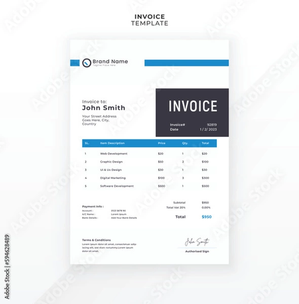Obraz Modern creative invoice template design