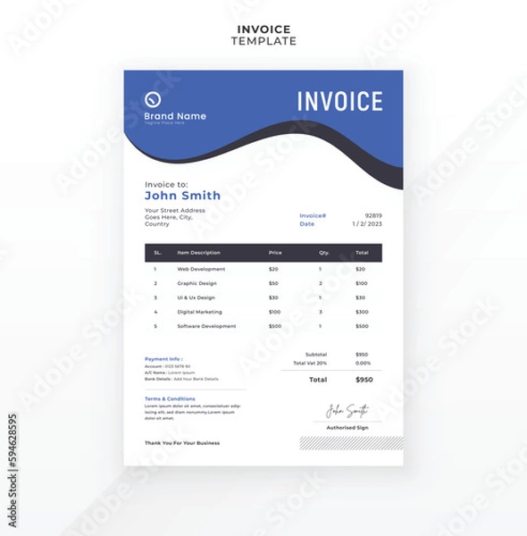 Obraz Modern creative invoice template design