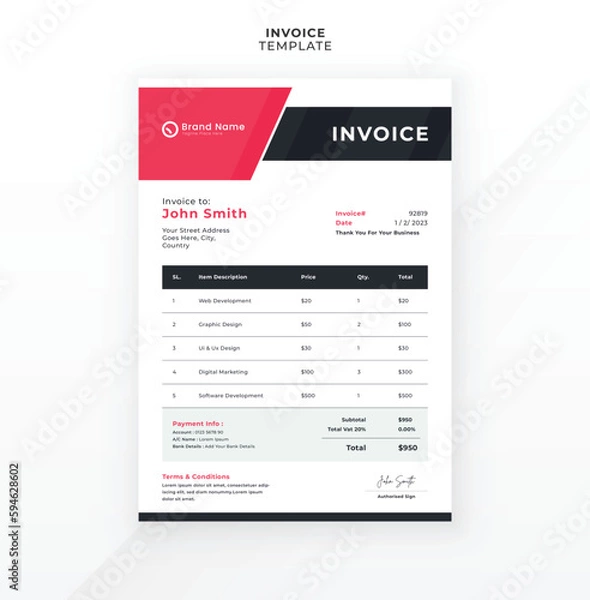 Obraz Modern creative invoice template design