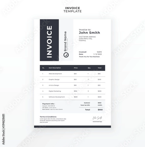 Obraz Modern creative invoice template design