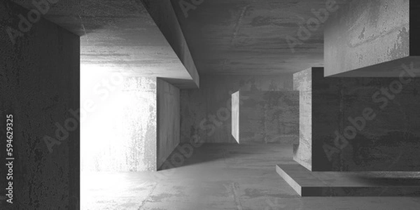 Fototapeta Abstract architecture interior background. Modern concrete room