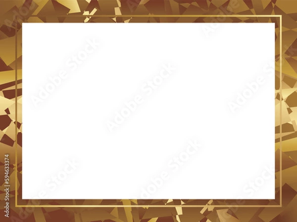 Fototapeta 高級感のある幾何学模様フレーム　横位置　ゴールド