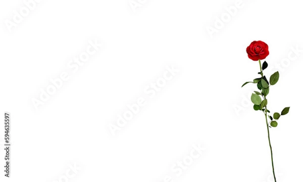 Obraz A long stemmed red rose isolated