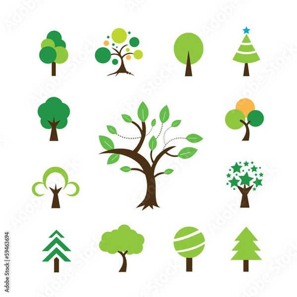 Obraz  tree symbol set