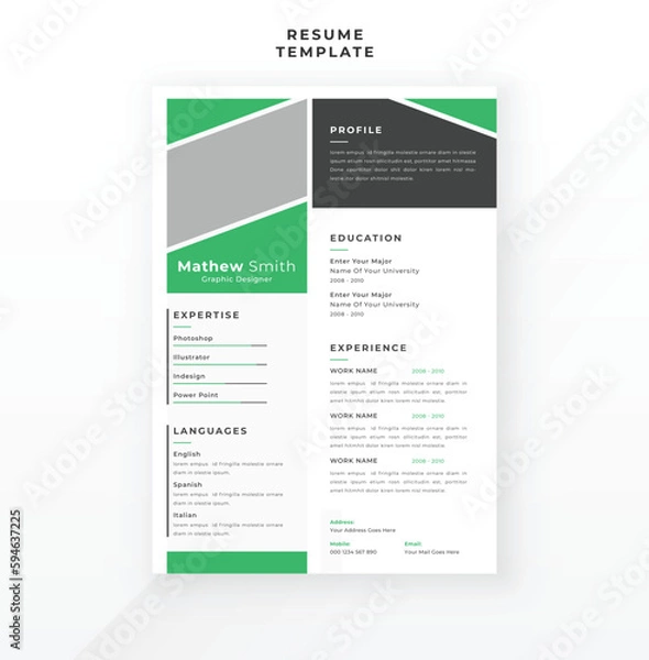 Obraz Modern elegant resume design template