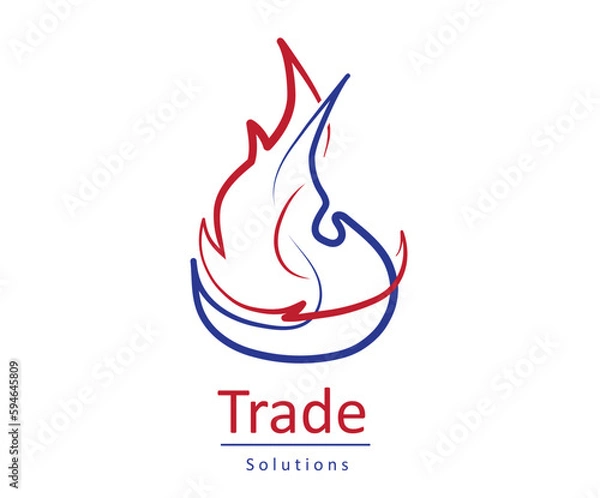 Fototapeta Logo in the form of intertwining tongues of flame and water. Air conditioning, climate control. EPS10.