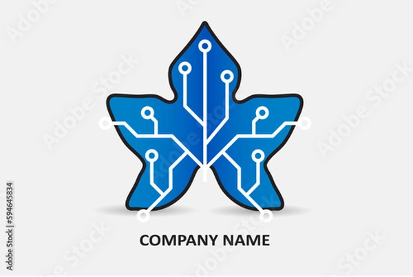 Fototapeta Logo in the form of a flax leaf with an electrical circuit inside. EPS10.