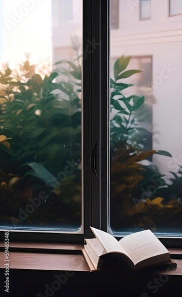 Fototapeta window in the morning made using Generative AI Technology.