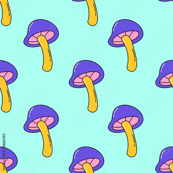 Obraz Groovy seamless pattern. Retro background 90s style. Nostalgic retro pattern. Psychedelic and trippy texture