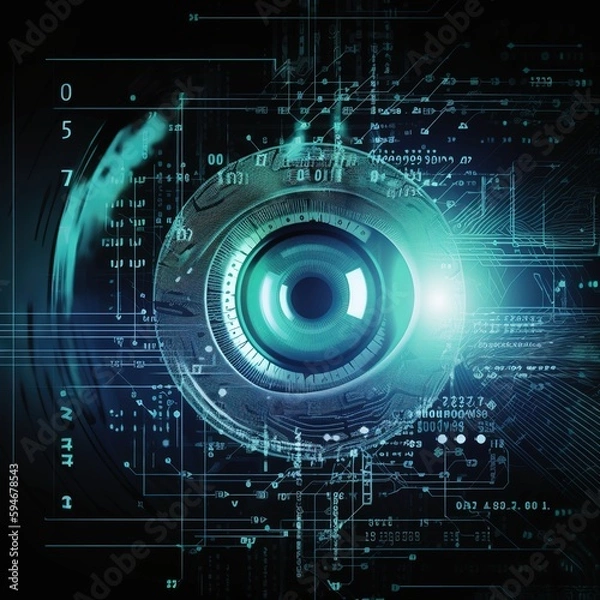 Fototapeta  eye and high-tech concept, screening big tradingview and digital transformation technology strategy generative ai