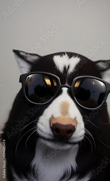 Fototapeta black and white cat made using Generative AI Technology.