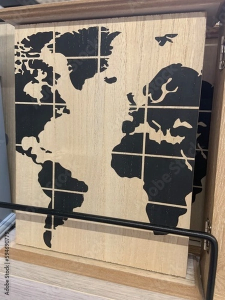 Obraz world map on blackboard, key box 