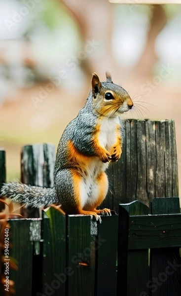 Fototapeta squirrel eating nut made using Generative AI Technology.