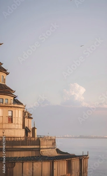 Fototapeta view of the town made using Generative AI Technology.