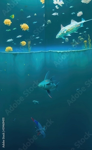 Fototapeta school of fish made using Generative AI Technology.