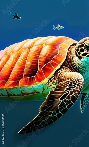 Fototapeta turtle on the beach made using Generative AI Technology.