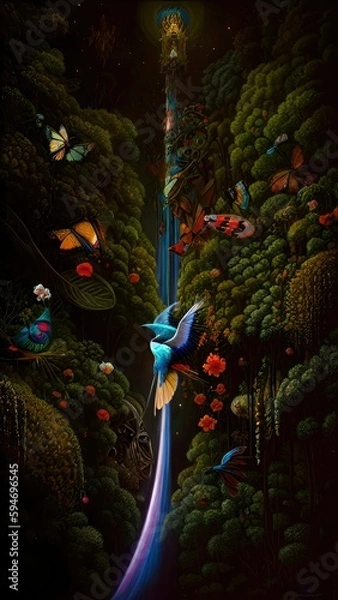 Fototapeta christmas tree in the night made using Generative AI Technology.