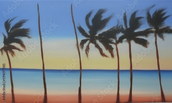 Fototapeta palm trees at sunset