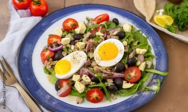 Fototapeta salad with cheese