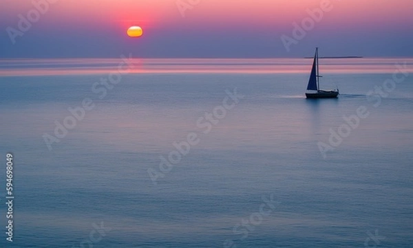 Fototapeta sailboat at sunset
