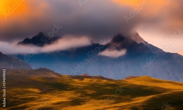 Fototapeta sunset in the mountains