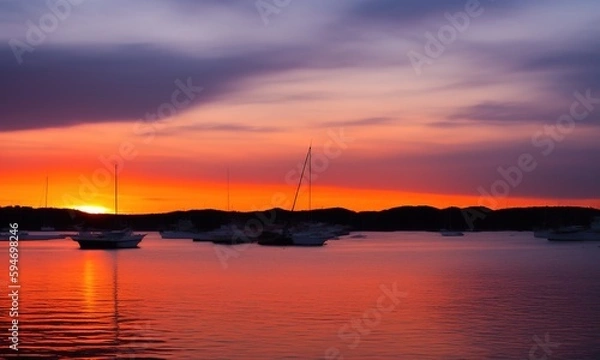 Fototapeta sunset in the harbor