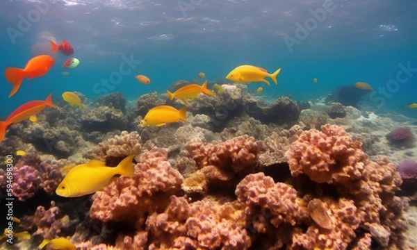 Fototapeta coral reef and fish