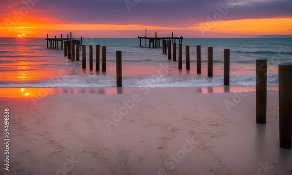 Fototapeta sunset on the beach