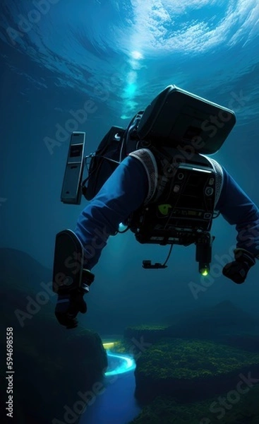 Fototapeta scuba diver in action made using Generative AI Technology.
