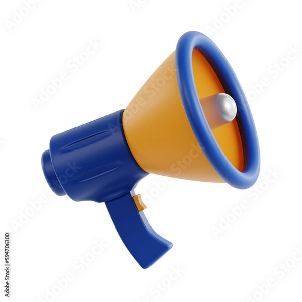 Fototapeta megaphone 3d render, transparent background, marketing and advertising