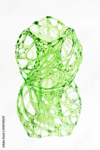 Fototapeta Artistic vase printed on 3D printers using SLA technology. Isolated on white background. Vertical photo