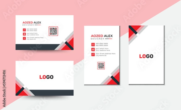 Fototapeta Visiting Card Vector Template Set. Modern Business Card Design Template. Futuistic Business Card Design.
