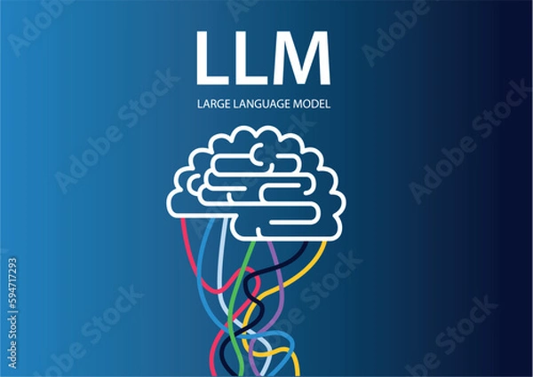 Obraz Vector illustration of a brain. Concept for generative AI and Large Language Models LLM.