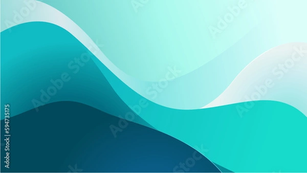 Fototapeta Blue azure abstract wave background presentation template