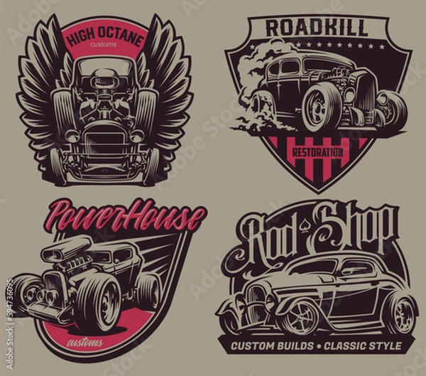 Obraz Hot Rods. Vector logo set	