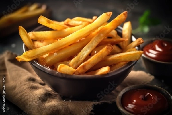 Fototapeta French fries portion. Generative AI.