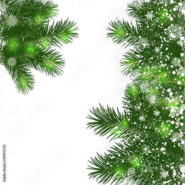 Fototapeta Christmas background with green branches of Christmas tree.