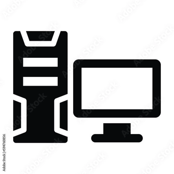 Fototapeta personal computer solid icon illustration vector graphic