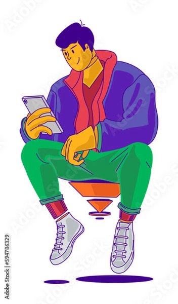 Obraz man on smartphone