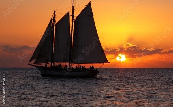 Obraz Sunset Sailing Party and Sun