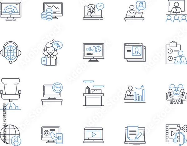 Obraz Nerking and connections line icons collection. Nerking, Connections, Association, Relationship, Contact, Linkage, Bonding vector and linear illustration. Communication,Collaborating,Cooperation