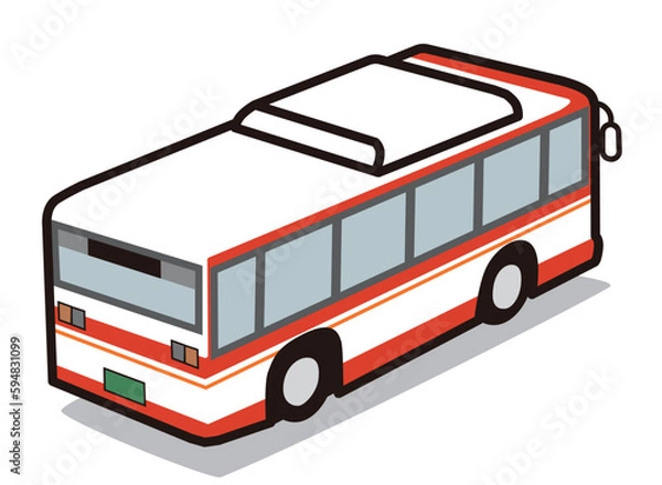Obraz バス車両、後ろ斜め上から見たベクターイラスト