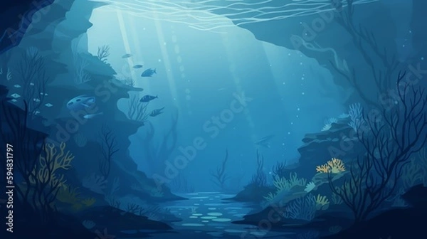 Fototapeta Dive into the deep blue sea with this high-quality sea life background wallpaper, showcasing the intricate details of a variety of sea creatures in their natural habitat.