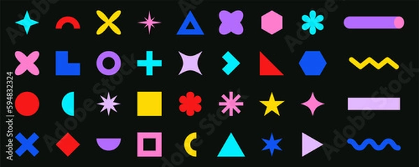 Fototapeta Set of trendy abstract geometric shapes. Geometric shape elements for background, poster, cover, banner.