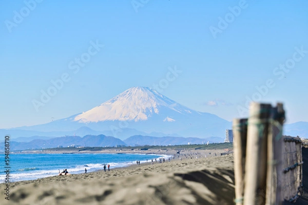 Obraz 冬の海と富士山