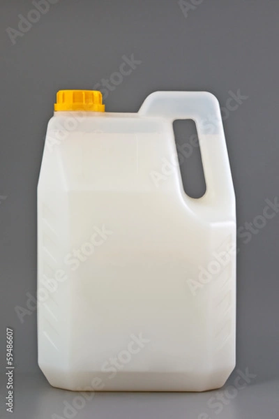 Obraz Transparent detergent plastic bottle isolated on gray