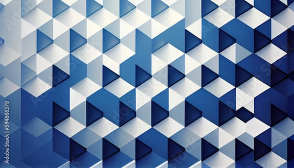 Fototapeta Generative AI, Minimalist Blue and White Geometric Gradient Pattern