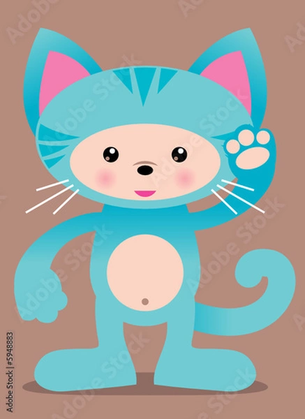 Obraz cute blue kitty cat vector illustration - easy to edit!
