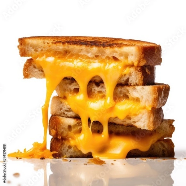 Obraz Grilled Cheese Isolated on White .Generative AI
