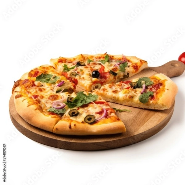 Fototapeta Pizza Isolated on White .Generative AI